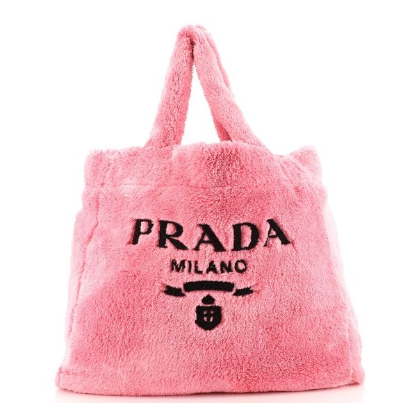 Prada Handbags - Prada Logo Tote Terry Cloth Pink